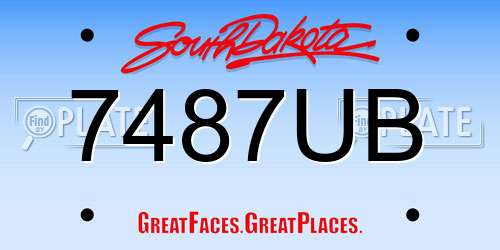 7487UB South Dakota License Plate