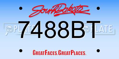 7488BT South Dakota License Plate
