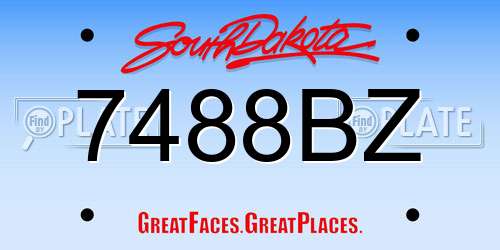 7488BZ South Dakota License Plate