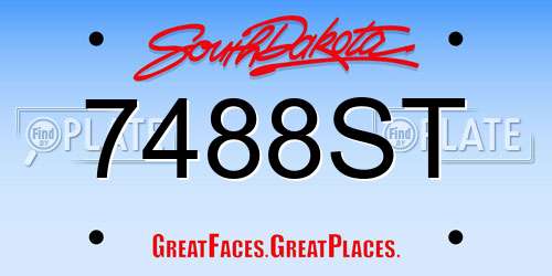 7488ST South Dakota License Plate