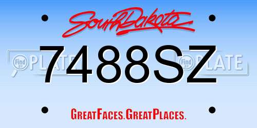 7488SZ South Dakota License Plate