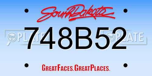 748B52 South Dakota License Plate