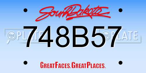 748B57 South Dakota License Plate