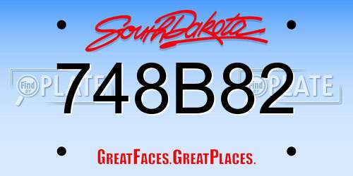 748B82 South Dakota License Plate