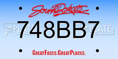 748BB7 South Dakota License Plate