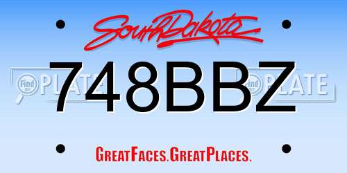 748BBZ South Dakota License Plate