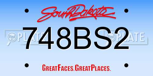 748BS2 South Dakota License Plate
