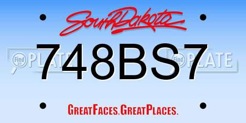 748BS7 South Dakota License Plate