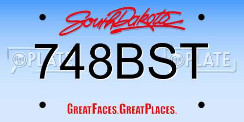 748BST South Dakota License Plate