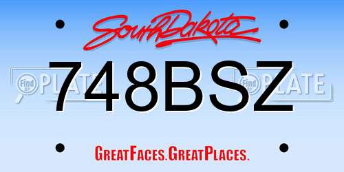 748BSZ South Dakota License Plate