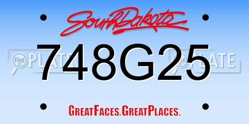 748G25 South Dakota License Plate
