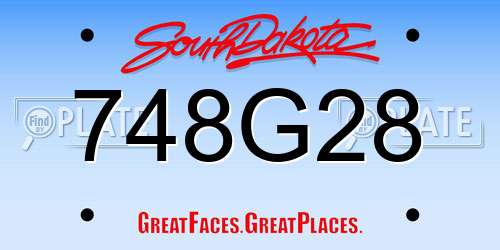 748G28 South Dakota License Plate