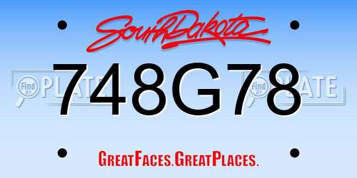 748G78 South Dakota License Plate