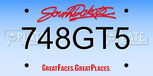 748GT5 South Dakota License Plate