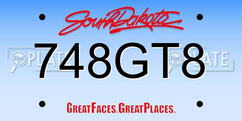 748GT8 South Dakota License Plate