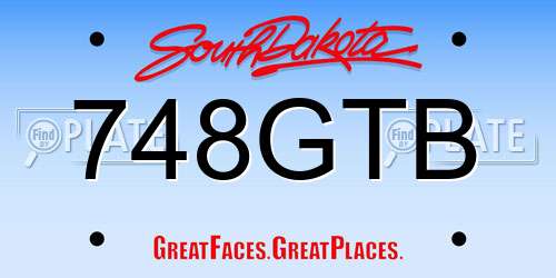 748GTB South Dakota License Plate