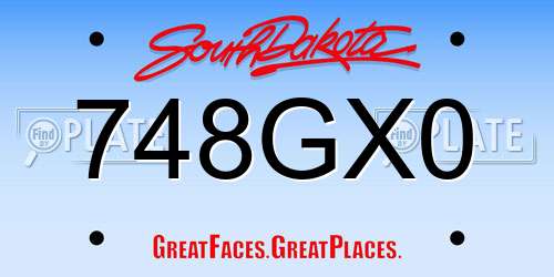 748GX0 South Dakota License Plate
