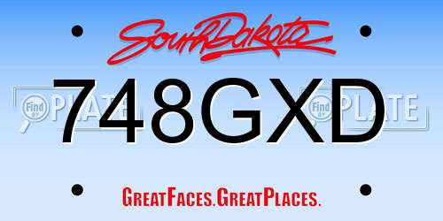 748GXD South Dakota License Plate