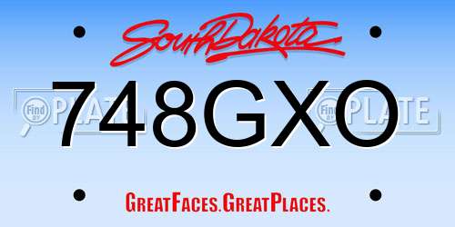 748GXO South Dakota License Plate