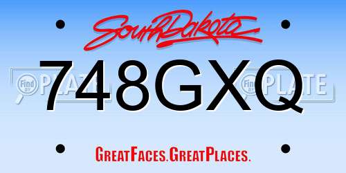 748GXQ South Dakota License Plate