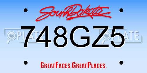 748GZ5 South Dakota License Plate