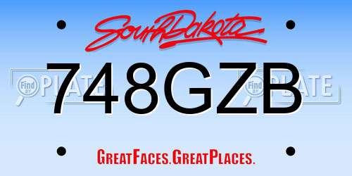 748GZB South Dakota License Plate