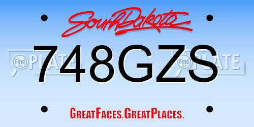 748GZS South Dakota License Plate