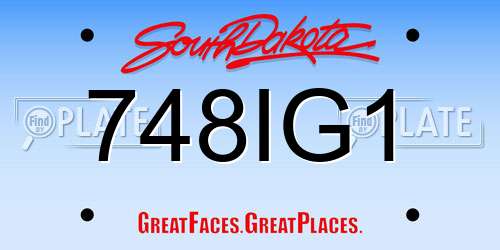 748IG1 South Dakota License Plate