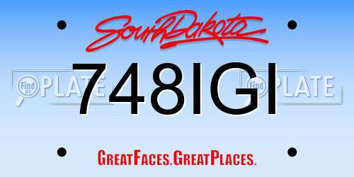 748IGI South Dakota License Plate