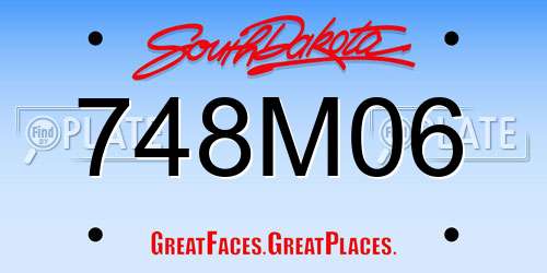748M06 South Dakota License Plate