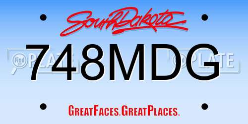 748MDG South Dakota License Plate