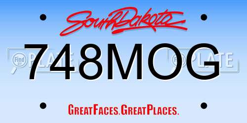 748MOG South Dakota License Plate