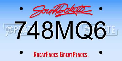748MQ6 South Dakota License Plate