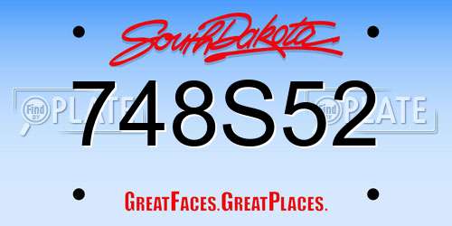 748S52 South Dakota License Plate