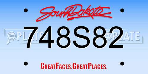 748S82 South Dakota License Plate
