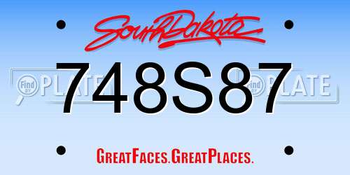 748S87 South Dakota License Plate