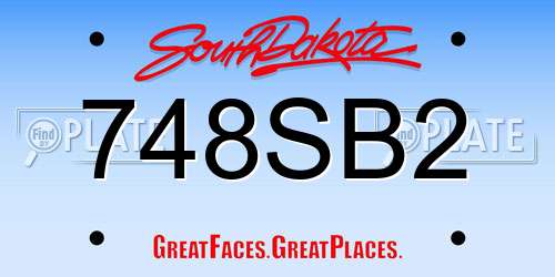 748SB2 South Dakota License Plate