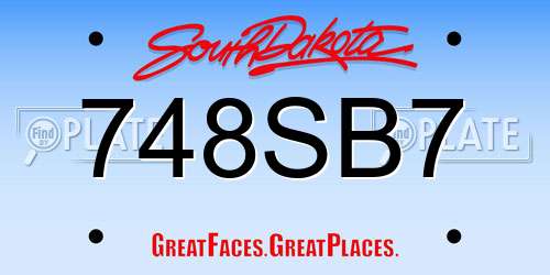 748SB7 South Dakota License Plate