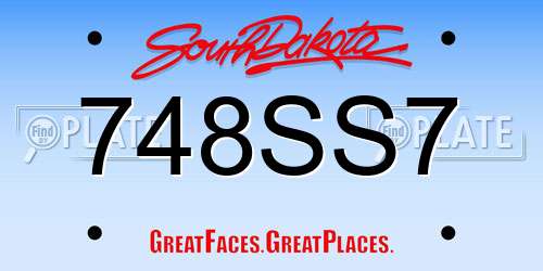 748SS7 South Dakota License Plate
