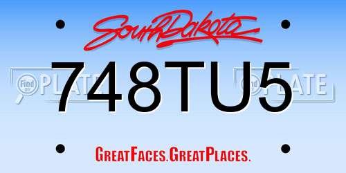 748TU5 South Dakota License Plate