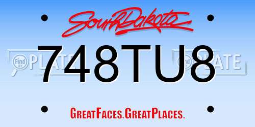 748TU8 South Dakota License Plate
