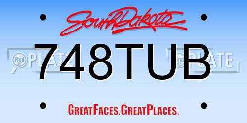 748TUB South Dakota License Plate