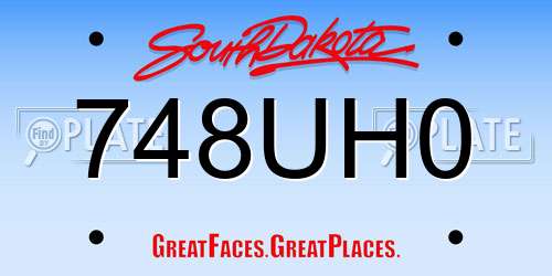748UH0 South Dakota License Plate