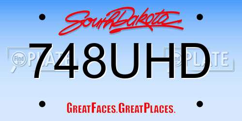 748UHD South Dakota License Plate