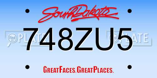 748ZU5 South Dakota License Plate