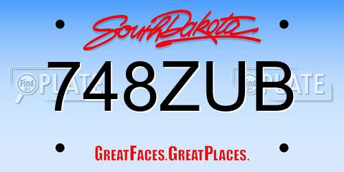 748ZUB South Dakota License Plate