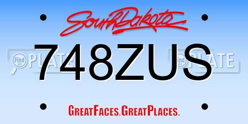 748ZUS South Dakota License Plate