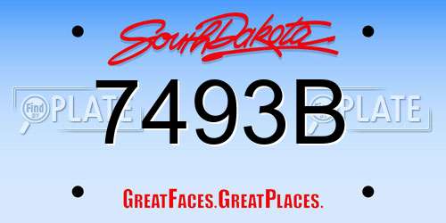 7493B South Dakota License Plate