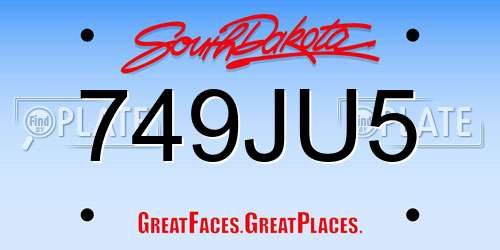 749JU5 South Dakota License Plate