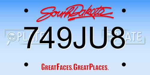 749JU8 South Dakota License Plate
